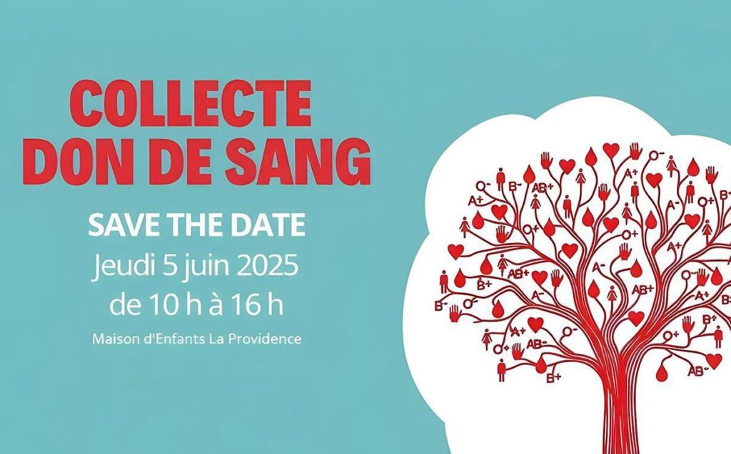 Affiche de la collecte don du sang à Nimes le Jeudi 25 juin 2025