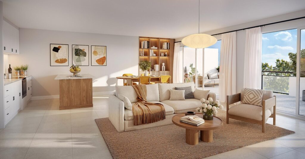 Perspective intérieure du programme immobilier l'Orée du Parc à Nîmes